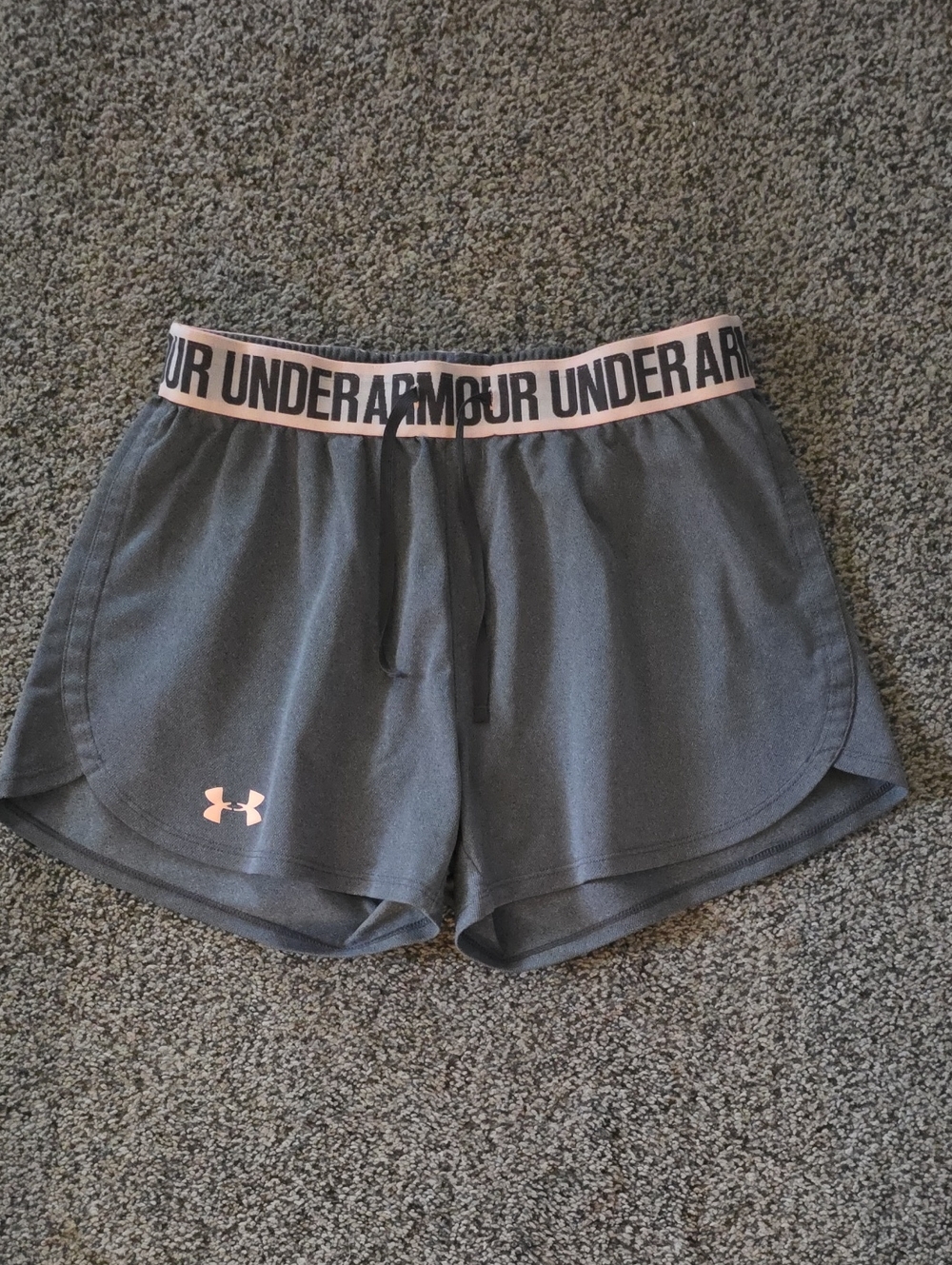 Under Armour | Women’s Gray Athletic Shorts with Pink Waistband